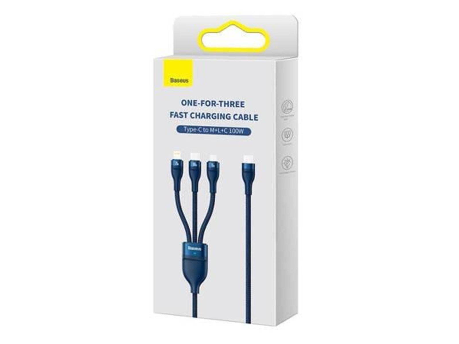 Baseus 3in1 USB cable  Flash Series 2 USB-C + micro USB + Lightning 100W 1.5m (blue) Baseus 3in1 USB cable  Flash Series 2 USB-C + micro USB + Lightning 100W 1.5m (blue)